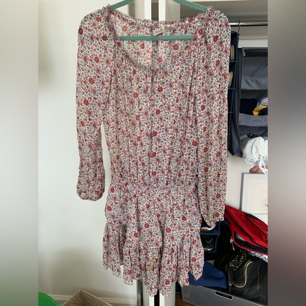Loveshackfancy Red Off Shoulder Floral Dress